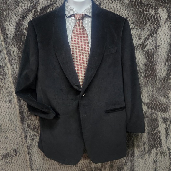 Robert Graham Velvet Blazer Mens 44R Black Shawl Tux Jacket Retro Sport Coat - Picture 1 of 16